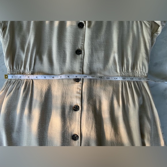 Banana Republic Sand Tan Shirt Dress XL Tall Button Down Short Sleeve Maxi - Picture 10 of 11